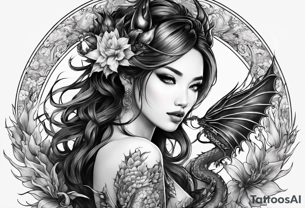 complete fairy nymph with dragon tattoo idea