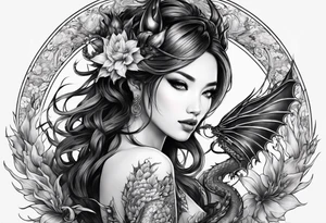 complete fairy nymph with dragon tattoo idea