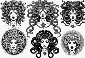 Powerful lusty Medusa no eyes tattoo idea