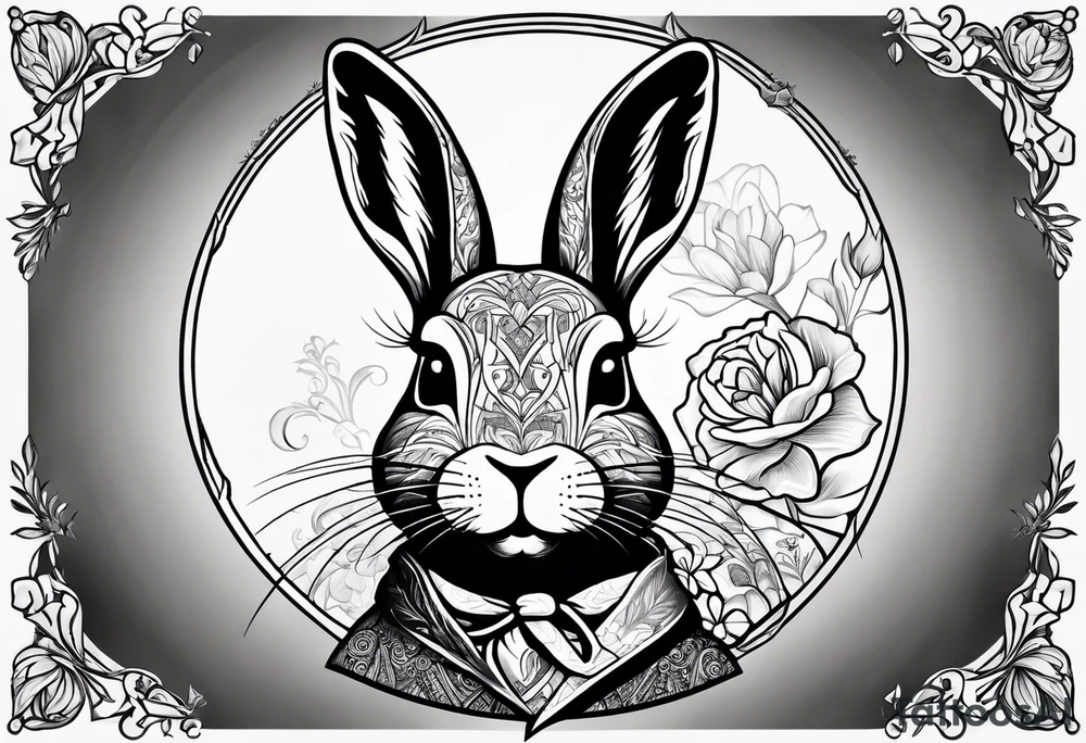 Bunny rabbit with Kirsty R written underneath tattoo idea