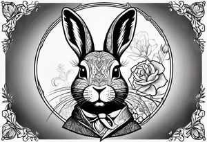 Bunny rabbit with Kirsty R written underneath tattoo idea