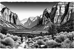 Couple hiking, zion national park tattoo idea