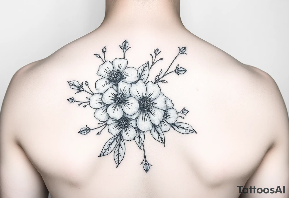 flowers on hand tattoo idea