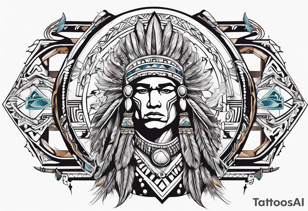 Arm band Comanche native symbols with Aquarius theme tattoo idea