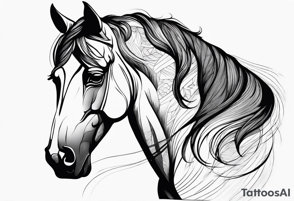 Horse portrait no shading tattoo idea