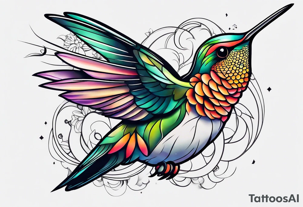 hummingbird lines arm tattoo tattoo idea
