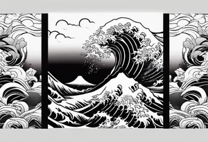 waves and clouds in japanese sleeve tattoo style tattoo idea