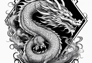 Traditional Japanese Dragon full body and smoke tattoo idea