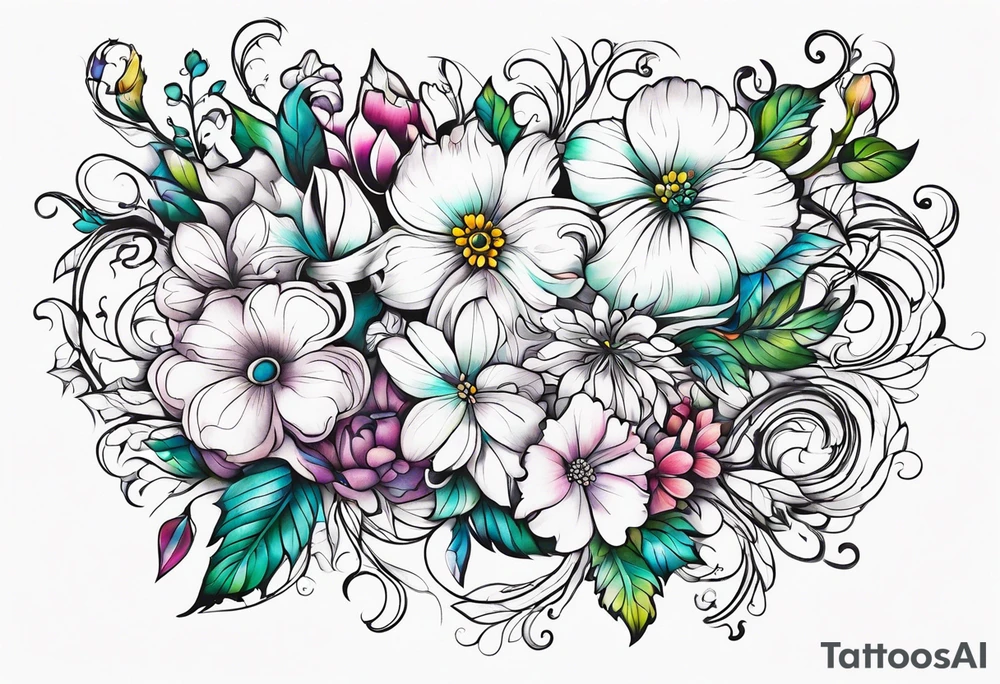 vines of flowers tattoo idea