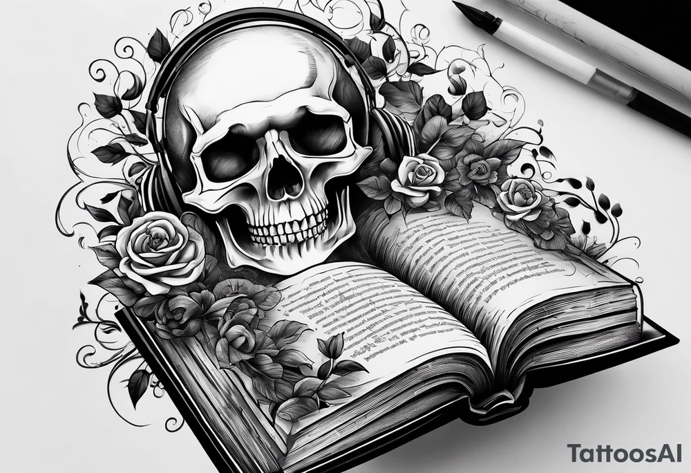 skeleton coming out of a book tattoo idea