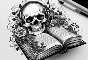 skeleton coming out of a book tattoo idea