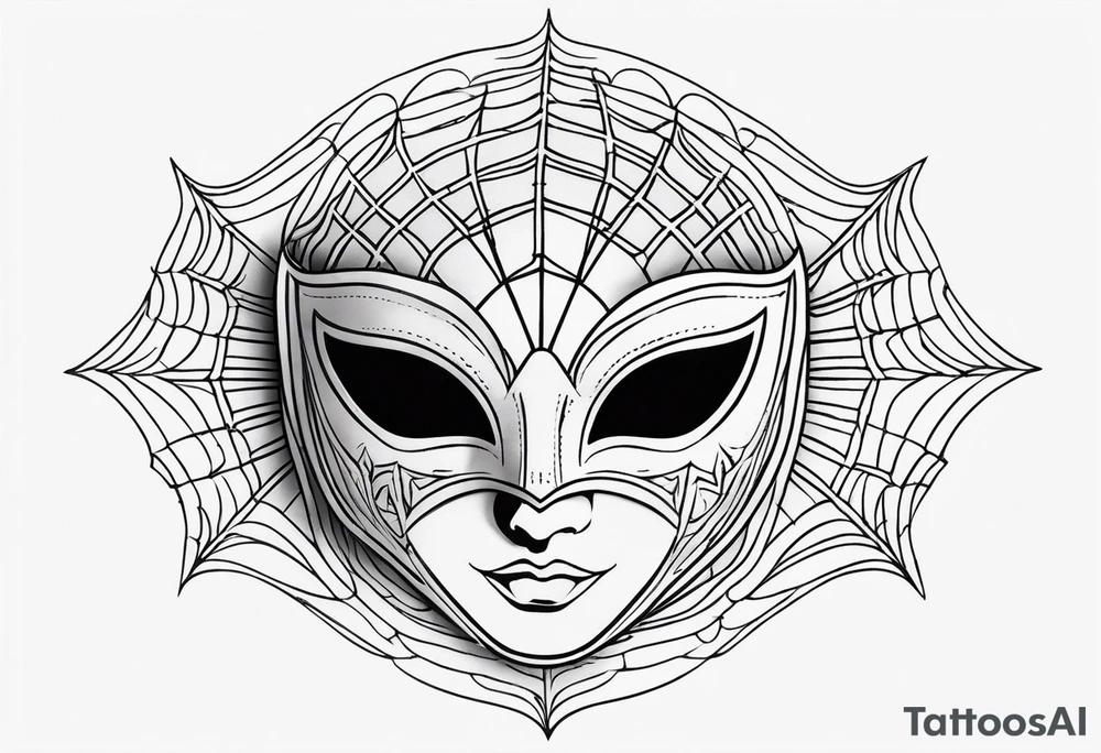 masquerade mask with spider webs tattoo idea