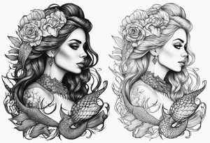 skeleton mermaid tattoo idea