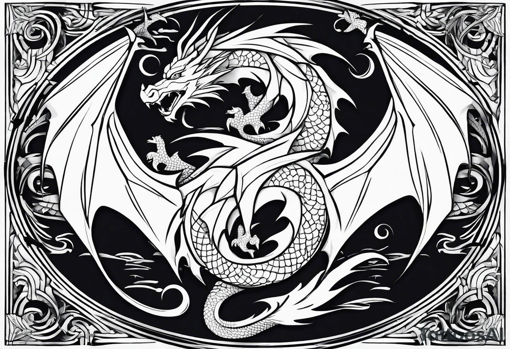 two dragons minimalism tattoo idea