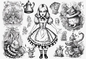 Alice in wonderland mural, "Alice, Don't Get Lost In Wonderland" tattoo idea