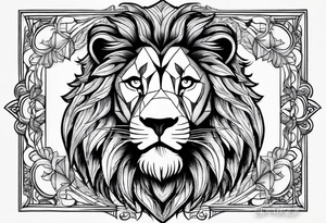 make me a lion tattoo in a rectangle frame tattoo idea