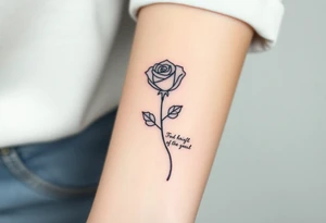 fine-line rose on my inner wrist, with the stem flowing down into a bible verse tattoo idea