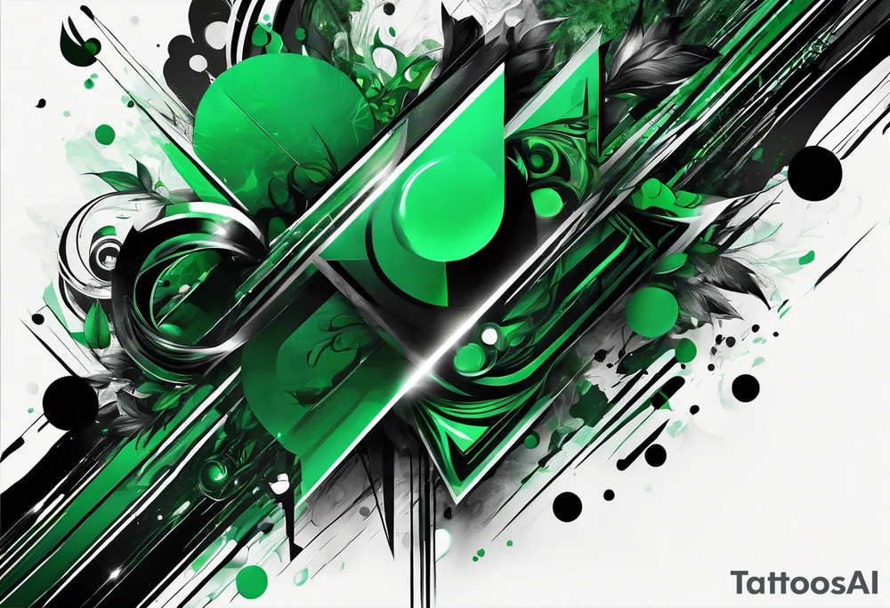 abstract, green and black, covered from wrist to forearm, fully covered, no borders, blackwork, no people tattoo idea