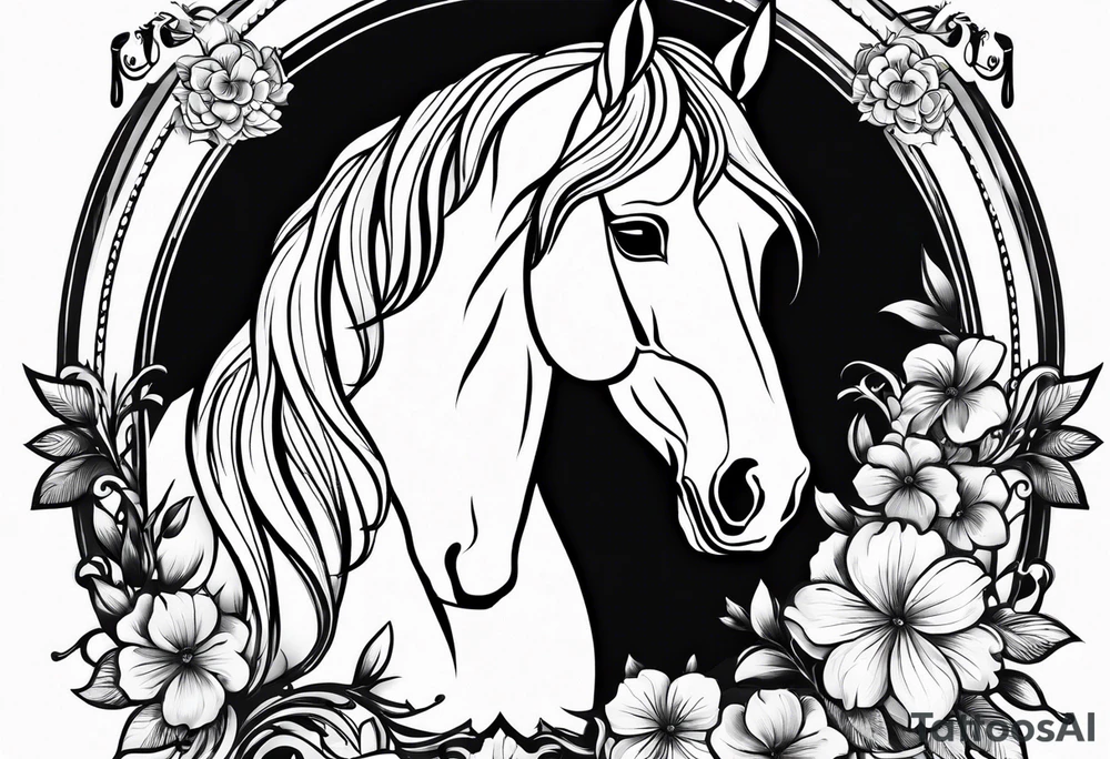 friesian with flowers tattoo idea
