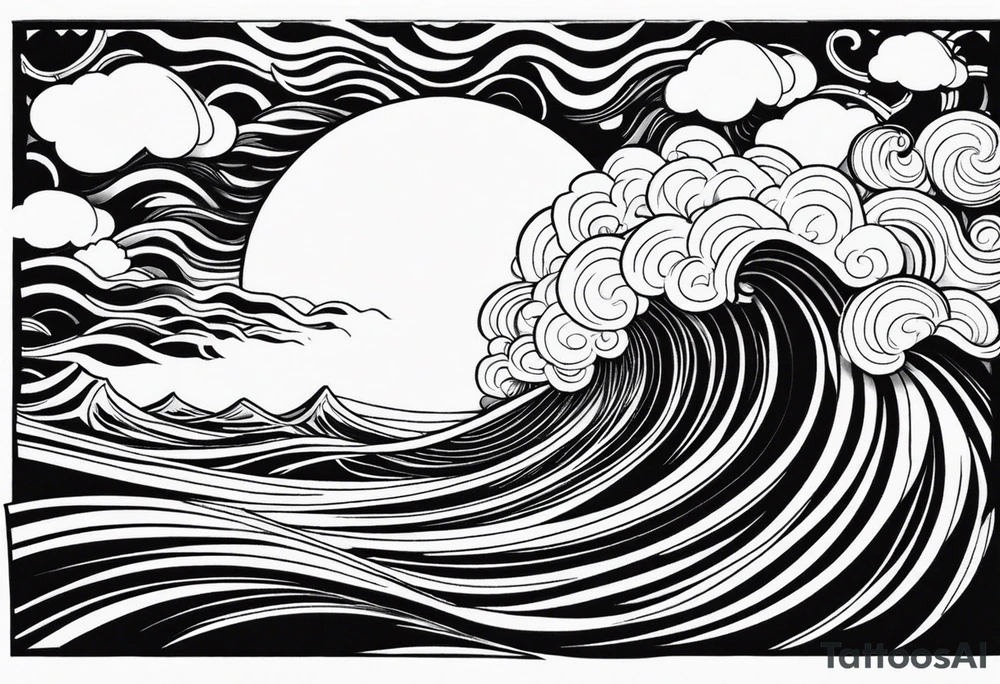 picture 8 by 8 centimeters of sea waves before a storm tattoo idea