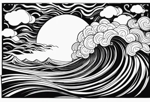 picture 8 by 8 centimeters of sea waves before a storm tattoo idea