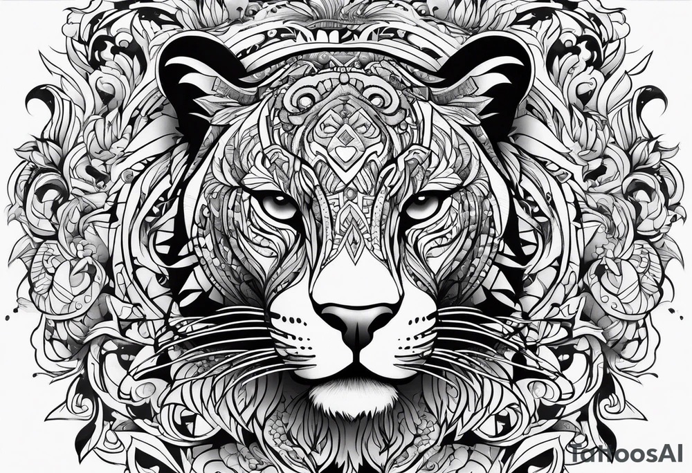 psychadelic panther face tattoo idea
