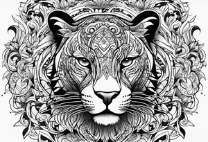 psychadelic panther face tattoo idea