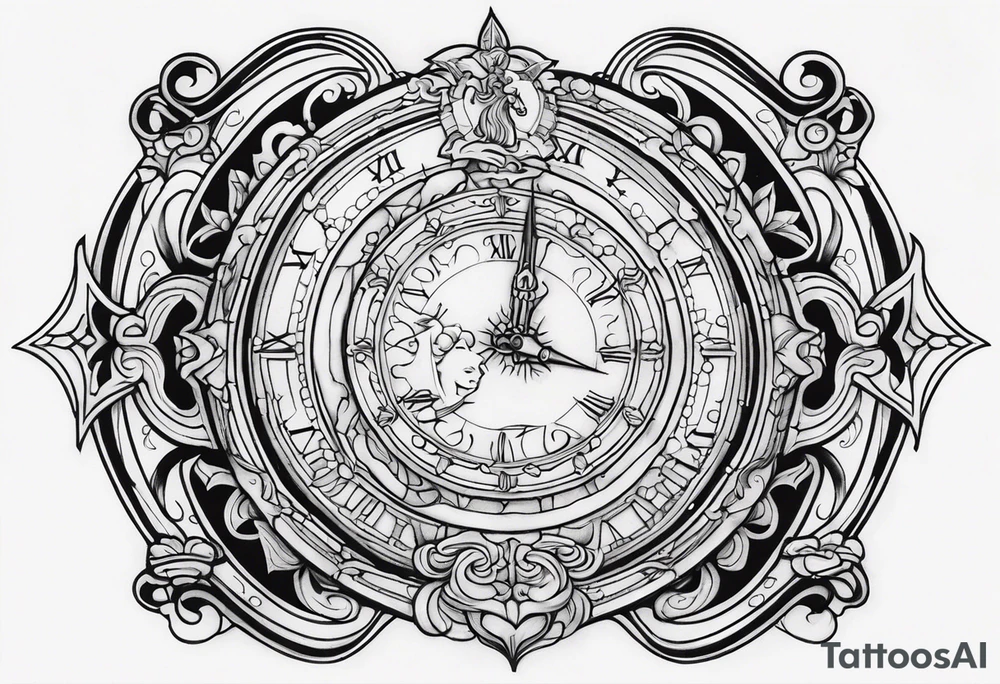 Janus, timeless clock, Aquarius tattoo idea