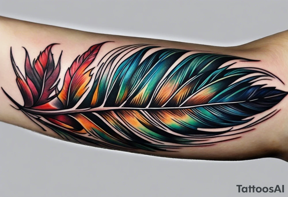 Canadian geese feather on forearm tattoo idea