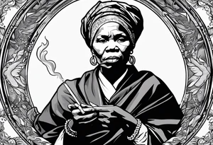 harriet tubman smoking cigarette tattoo idea