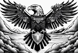 spartan helmet and bald eagle background tattoo idea