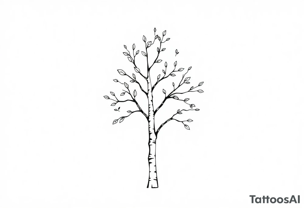 birch tree with leaves tattoo idea