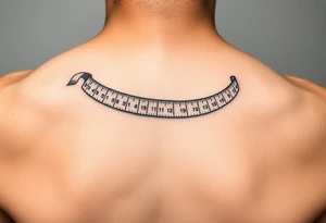 Whimsical tape measure for a woman from the tip of middle finger to the elbow tattoo idea