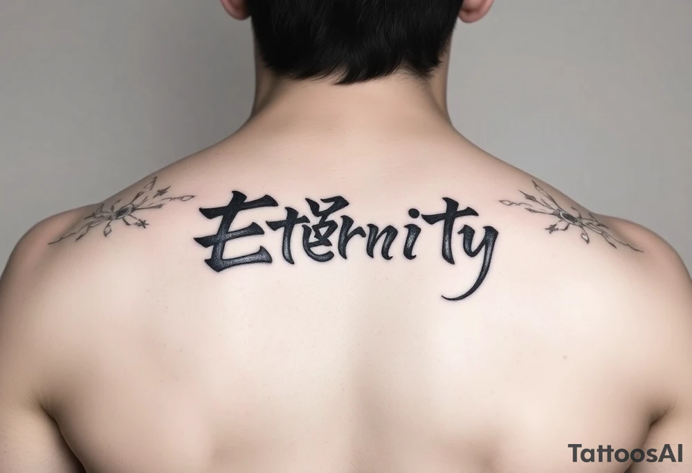 Eternity in
 font Japanese style tattoo idea