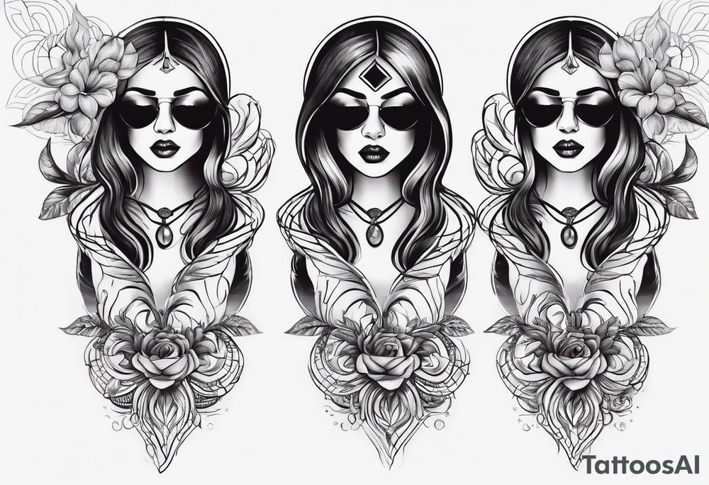 3 lost spirts floating in smoke hear no evil see no evil speak no evil feminine style tattoo idea