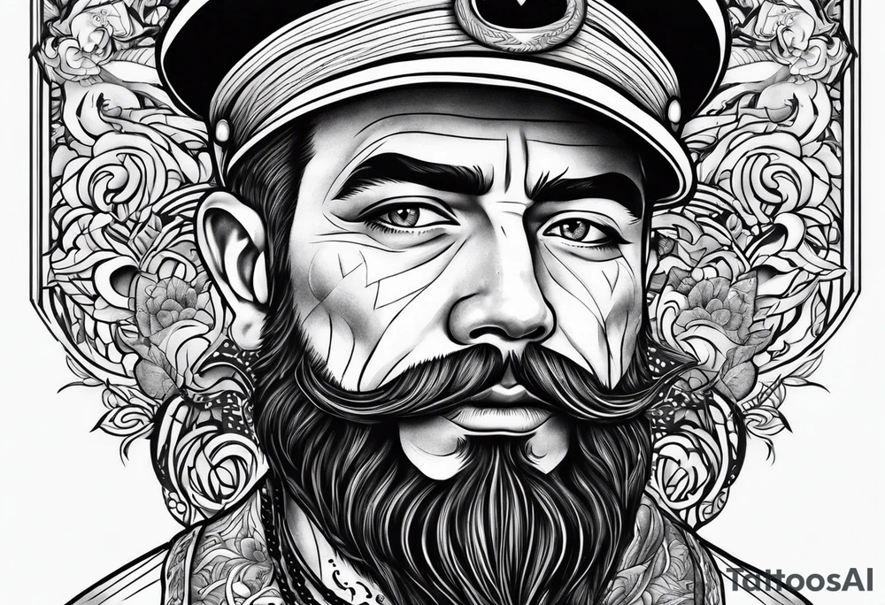Old school sailor with face tattoos
With mean face tattoo idea
