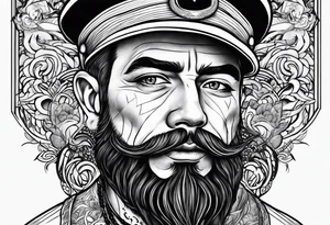 Old school sailor with face tattoos
With mean face tattoo idea