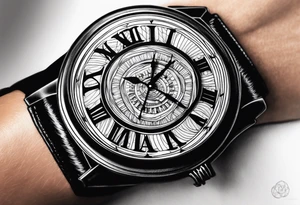 making time count. wristwatch sand flying around hourglass tattoo idea