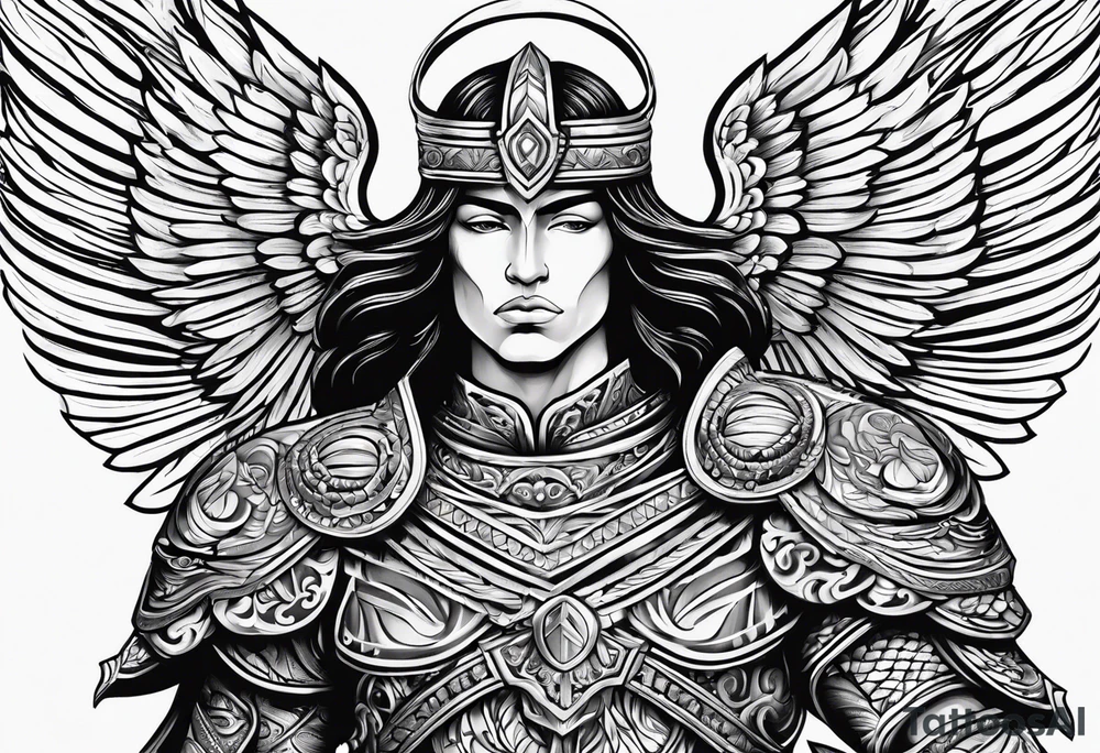 warrior figure, angel tattoo idea