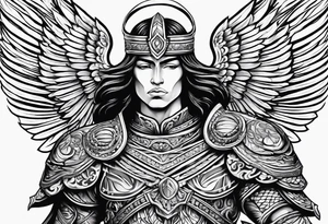 warrior figure, angel tattoo idea