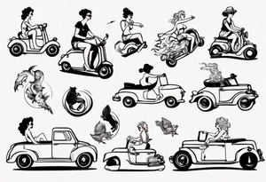 Betty boob riding car tattoo idea