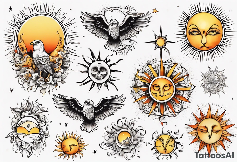 Eule 
 Sonne mit dem Schriftzug Sapere Aude tattoo idea