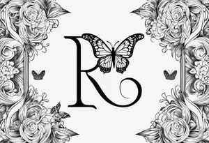 The initials R and S with a small butterfly on the S tattoo idea