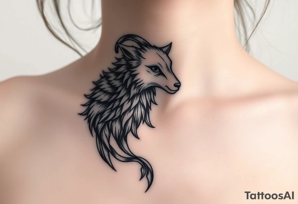 A  sheepwolf growlingas a mystical creature tattoo idea