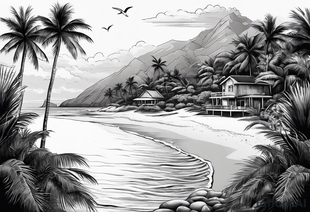 beach landscape on upper arm with palm trees tattoo idea beach landscape on upper arm with palm trees tattoo idea