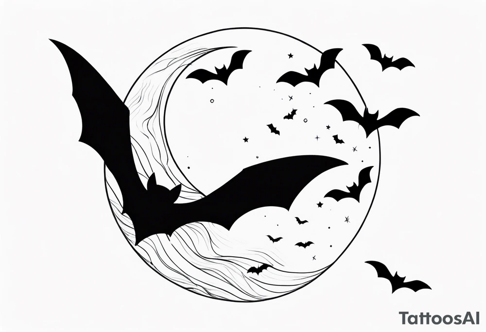 Moon and bats tattoo tattoo idea