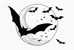 Moon and bats tattoo tattoo idea