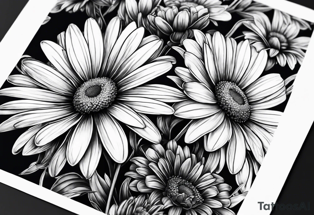 Daisy bouquet with stems tattoo idea