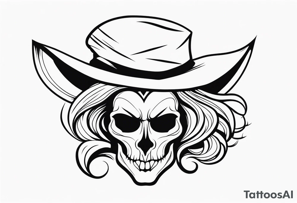 wicked witch face with just skull hair and hat tattoo idea