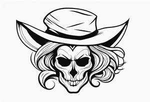 wicked witch face with just skull hair and hat tattoo idea